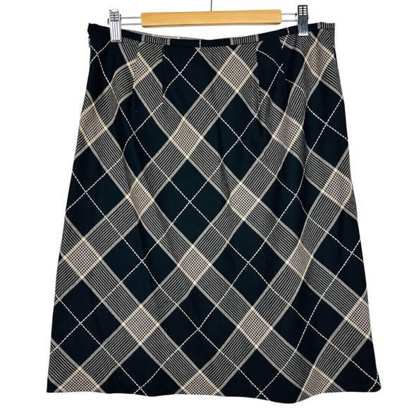 Ann Taylor LOFT Y2K Plaid Wool A Lined Lightweight Cottagecore Skirt Black Tan - Picture 10 of 10